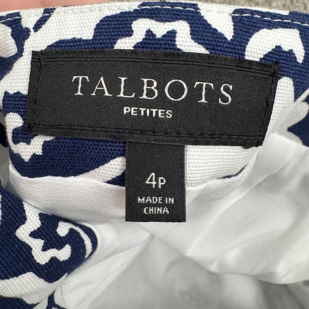 Talbots Lace Trimmed Woodblock Floral Stretch Cotton Canvas Skirt - Picture 4 of 7